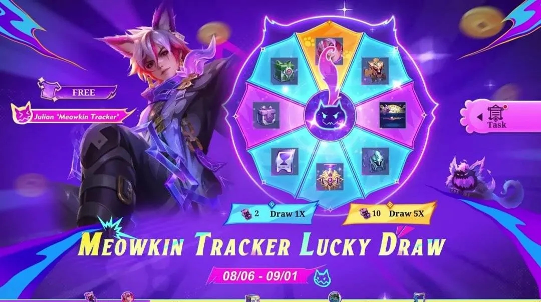 Dapatkan Skin Julian “Meowkin Tracker” Gratis di Event Lucky Draw Mobile Legends!