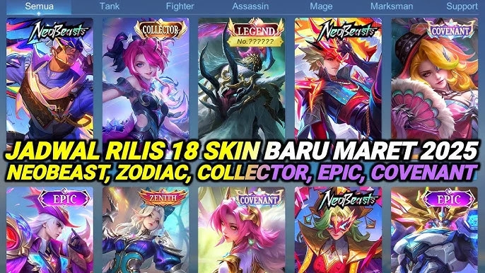 Jadwal Rilis Skin MLBB Maret 2025: 14 Skin Baru & Promo Top Up Diamond Murah di Topupkuy!