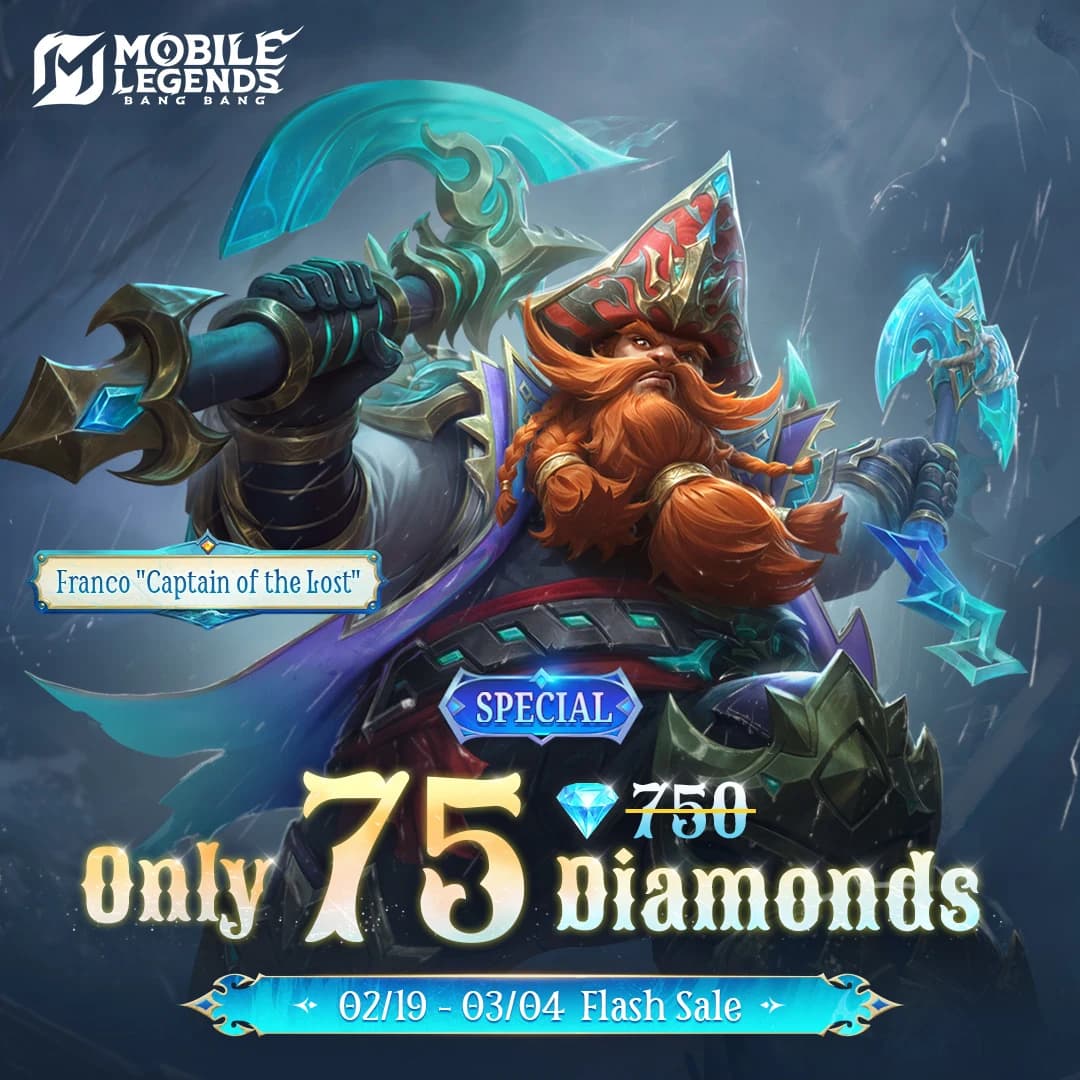 Diskon 90%! Franco “Captain of the Lost” Cuma 75 Diamond di MLBB – Buruan Sebelum Kehabisan!
