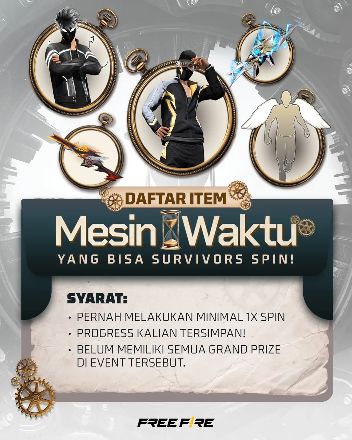 Event Mesin Waktu Free Fire 2026 Resmi Hadir! Kesempatan Kedua Dapatkan Item Nostalgia Favorit Survivors