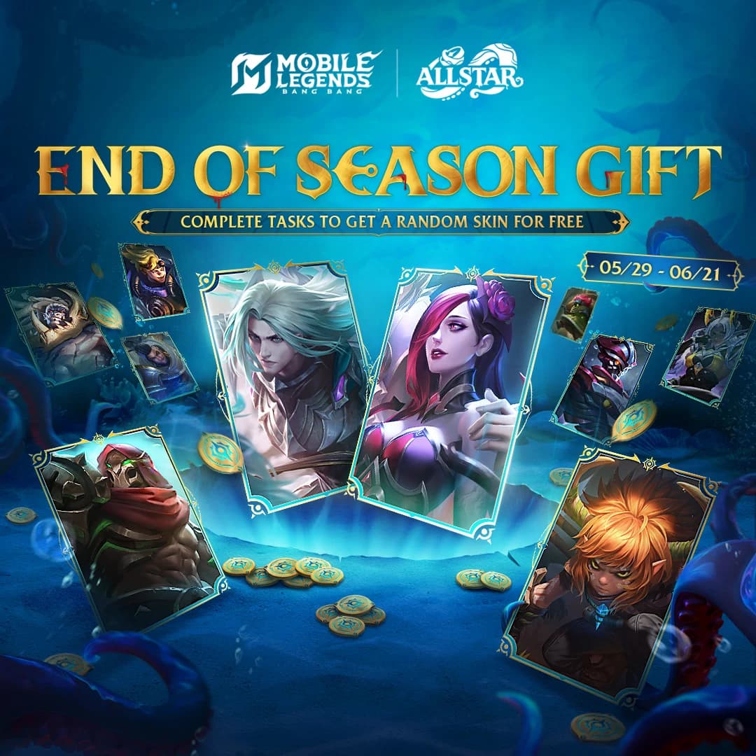 Event MLBB ALLSTAR End of Season Gift Resmi Hadir! Klaim Skin Gratis dan Treasure Hunt Coins Sampai 21 Juni 2026