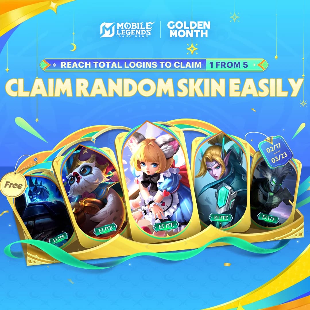 Event Claim Random Skin Easily MLBB: Login & Dapatkan 1 dari 5 Elite Skin Gratis!