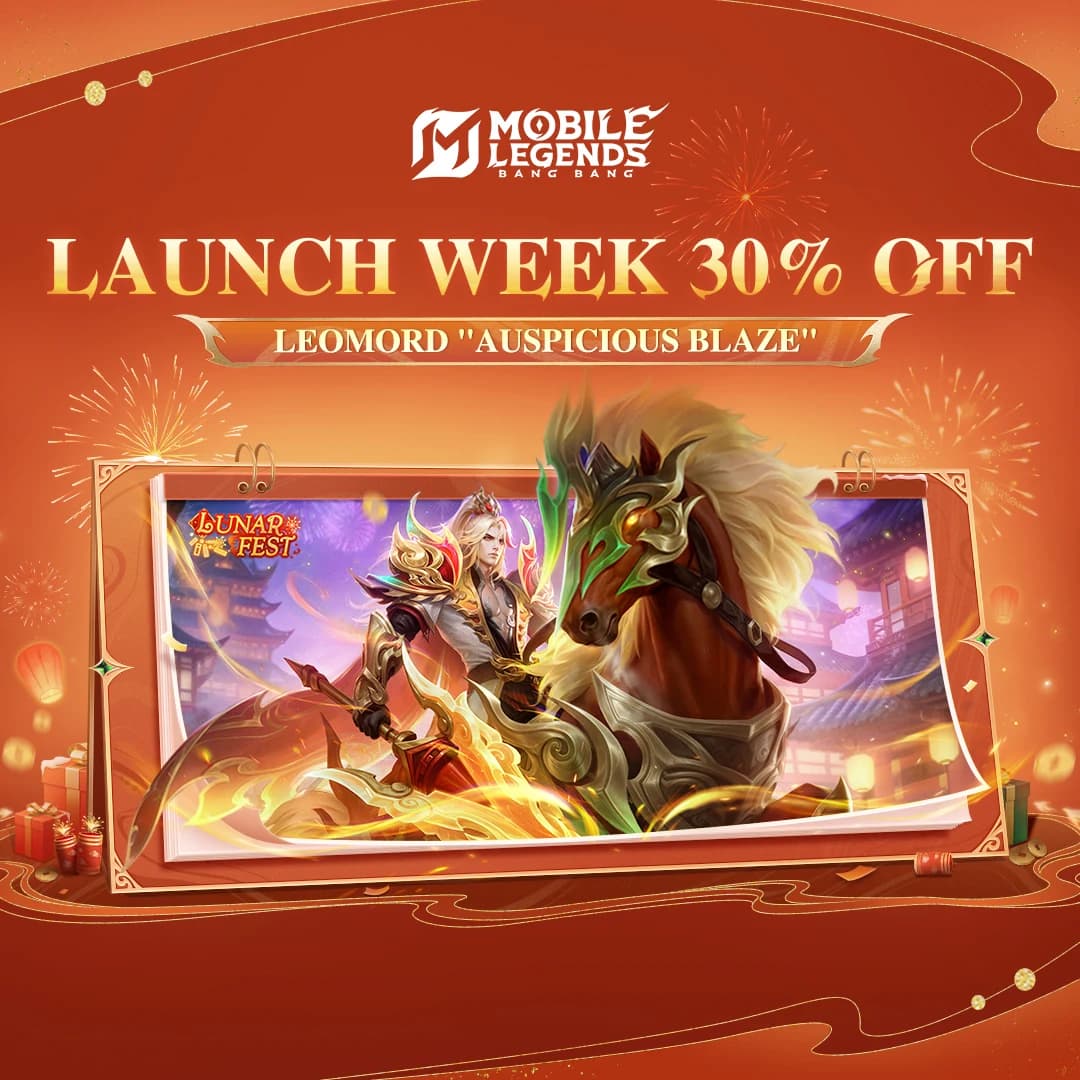 Leomord “Auspicious Blaze” Resmi Rilis! Diskon 30% Skin Lunar Fest MLBB 13–19 Februari