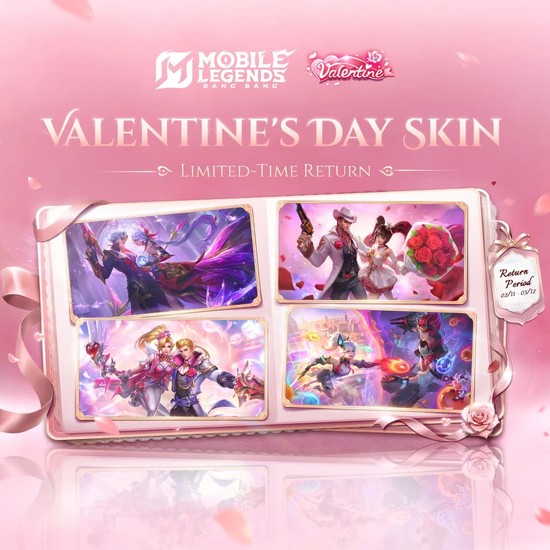 Event Valentine MLBB 11 Februari – 12 Maret: Skin Fanny, Claude, Silvanna & Granger Resmi Kembali!