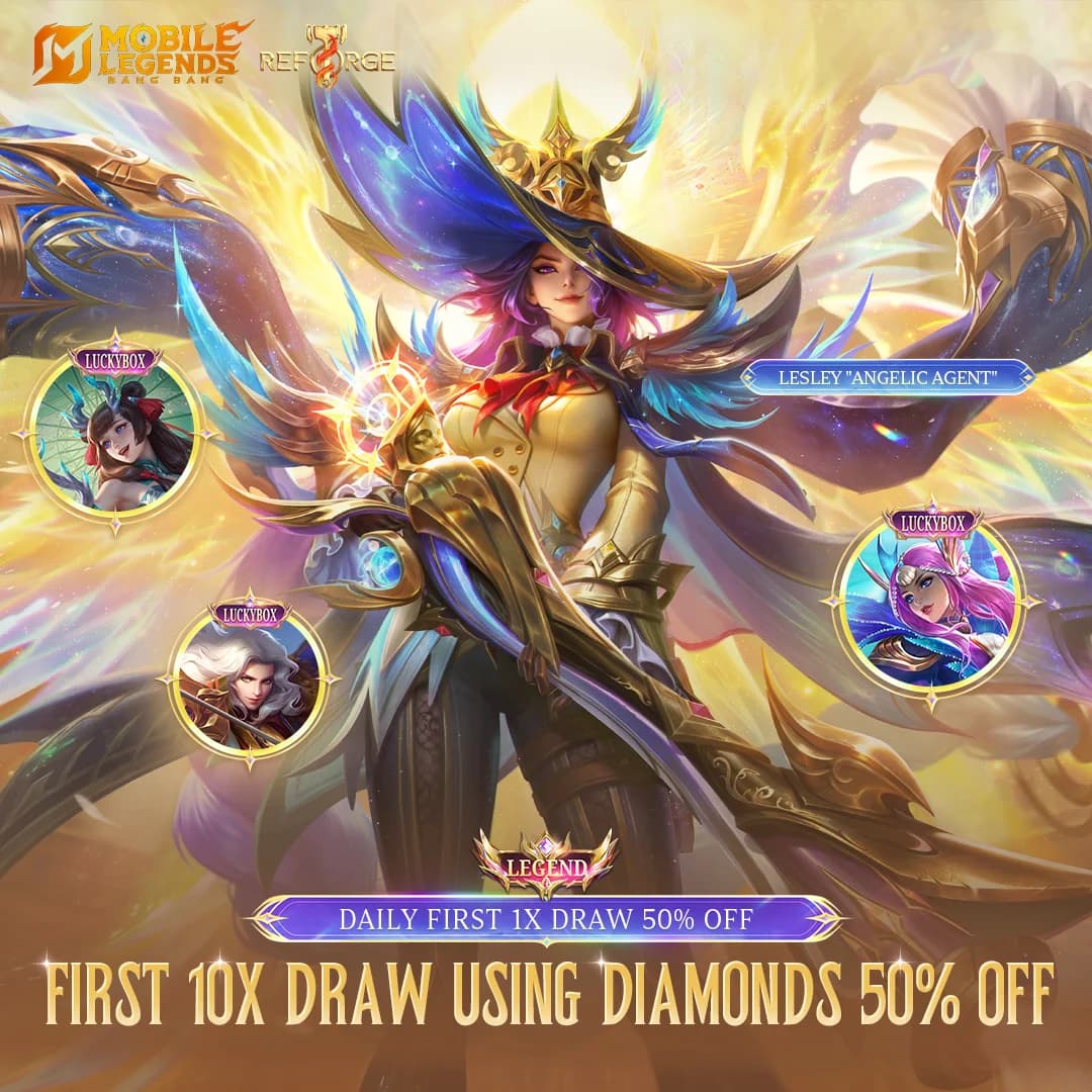 Revamp Legend Skin Lesley “Angelic Agent” Resmi Rilis! Diskon Draw 50% & Banyak Skin Luckybox Menanti