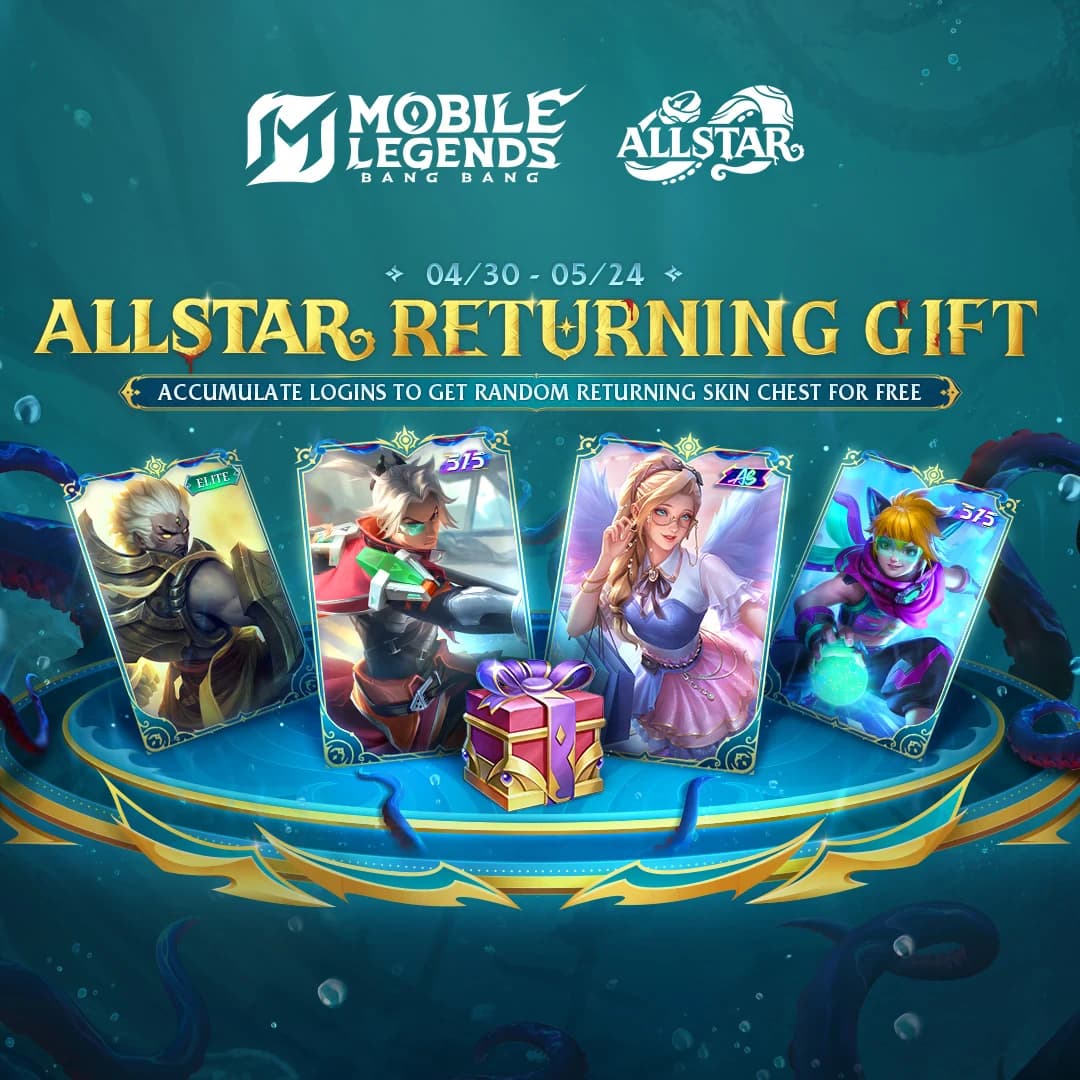 Login Dapat Skin Gratis! Event ALLSTAR Returning Gift MLBB 2026 Hadirkan Chest Skin Gratis