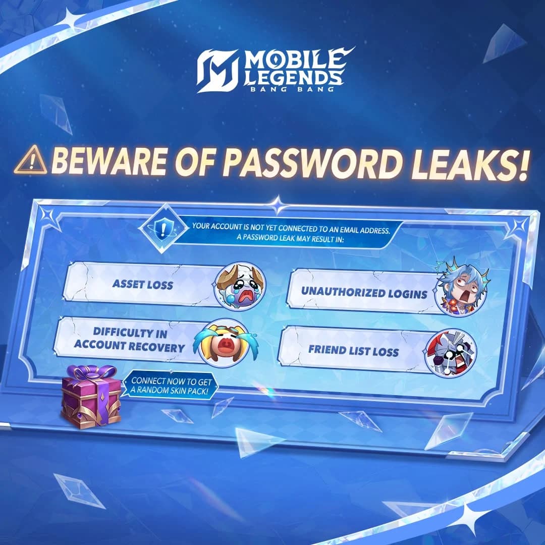 Amankan Akun Mobile Legends Sebelum Terlambat! Hubungkan Email dan Klaim Hadiah Random Skin Pack