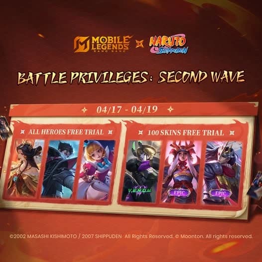 Event MLBB × Naruto Wave 2 Hadir! 100 Skin Gratis dan Semua Hero Bisa Dicoba