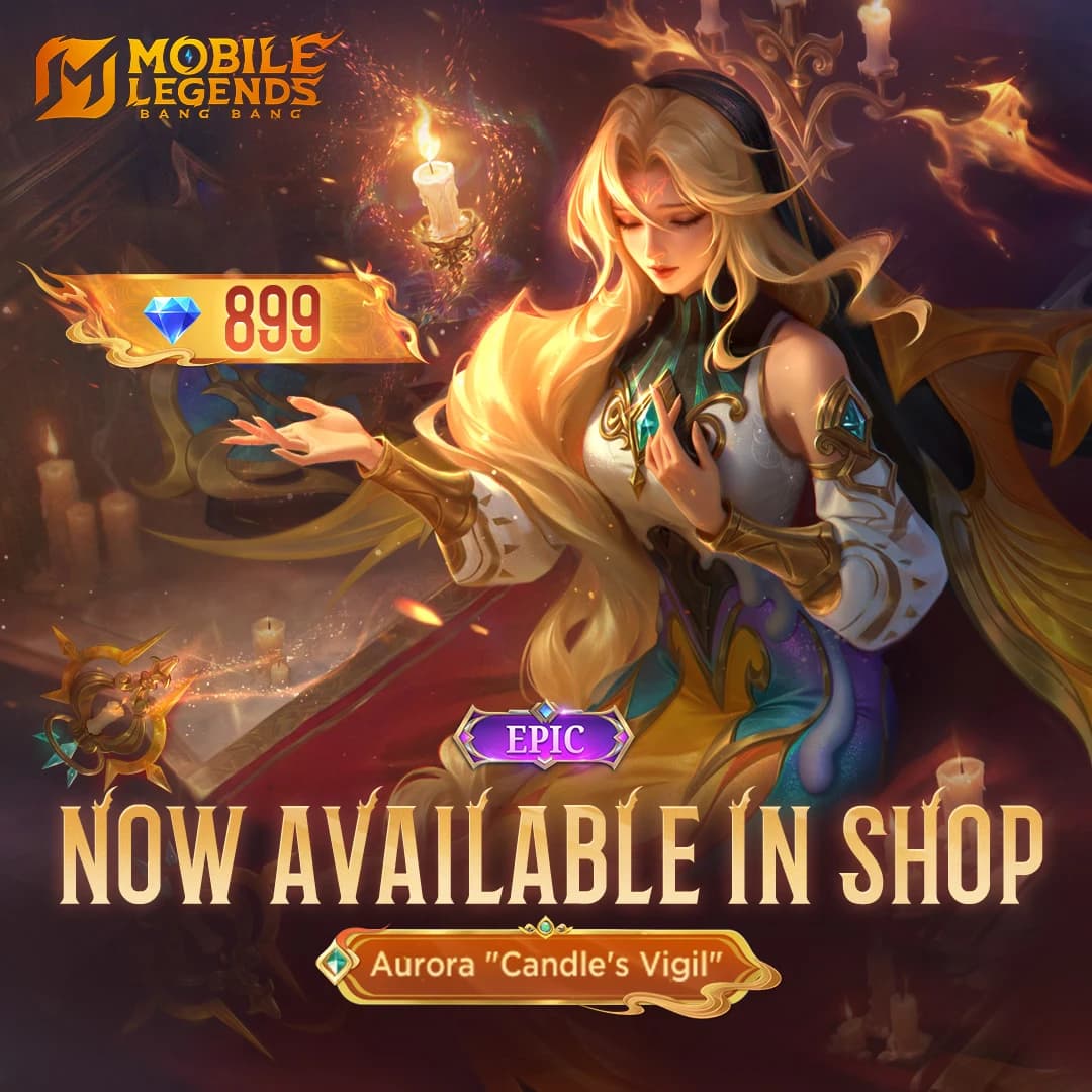 Aurora “Candle’s Vigil” Resmi Rilis! Skin Epic Terbaru MLBB yang Wajib Kamu Miliki