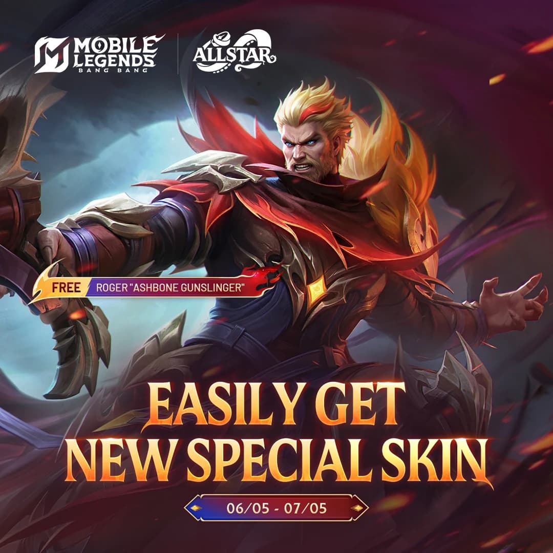 Roger Ashbone Gunslinger Gratis di MLBB! Cara Mudah Dapatkan Skin Special Roger pada Event ALLSTAR 2026