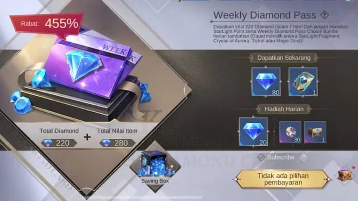 Cara Beli Weekly Diamond Pass MLBB 2026: Harga dan Keuntungannya