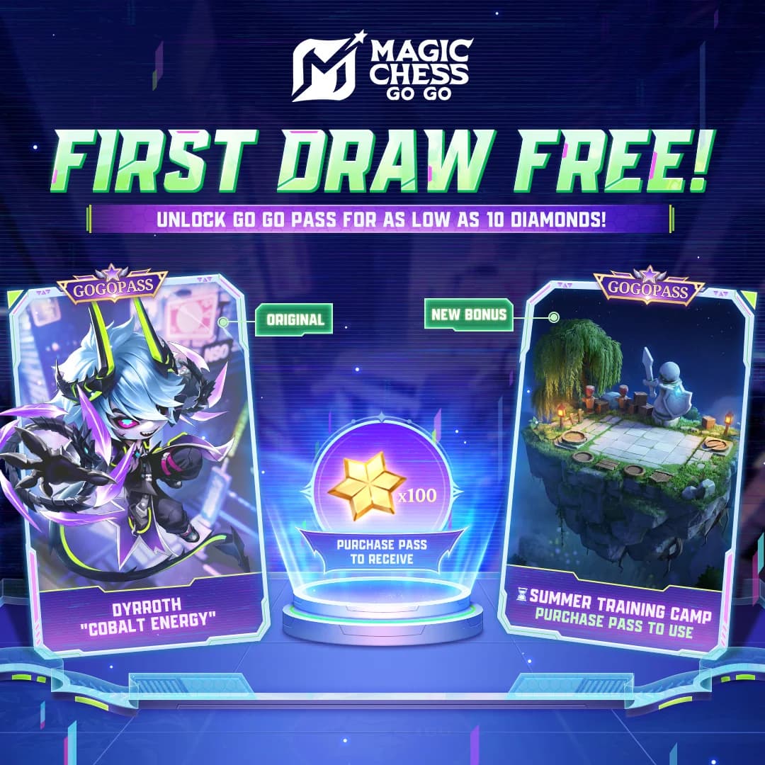 Go Go Pass Juni 2026 Resmi Hadir! Dapatkan Skin Dyrroth Cobalt Energy, Chessboard Baru, dan Bonus Season 6 Magic Chess: Go Go