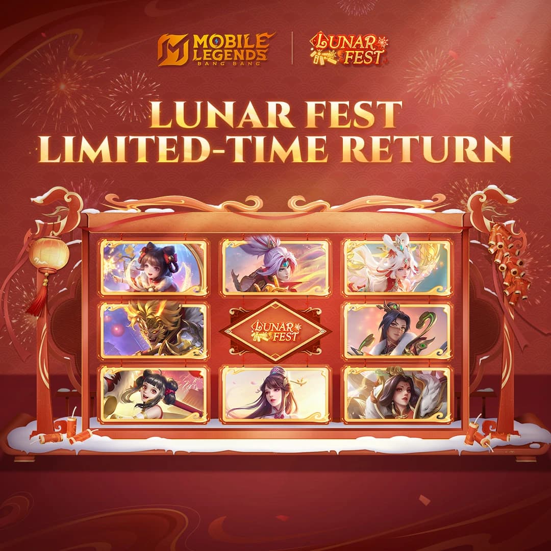 Lunar Fest MLBB Kembali! Skin Limited Rafaela, Chang’e, Odette, Zilong, dan Sun Hadir Lagi 24 Februari – 5 Maret