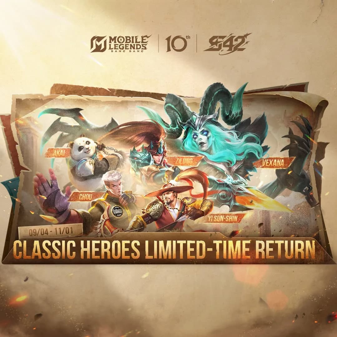 5 Hero Lawas MLBB Balik Lagi! Vexana, Zilong, Akai, Chou & Yi Sun-shin Bisa Pakai Versi Klasik