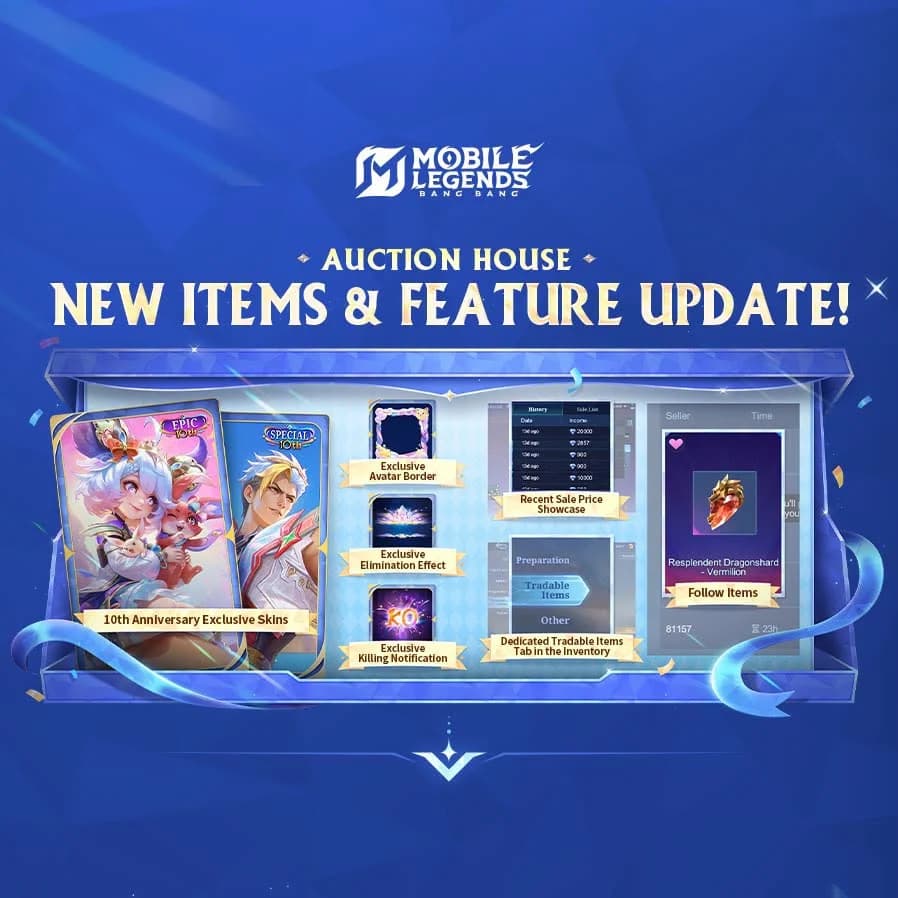 Auction House MLBB Terbaru Resmi Dibuka! Ada Skin Mathilda Arcane Verdict, Nana Stardust Dreamer, hingga Chou Starforger’s Glory